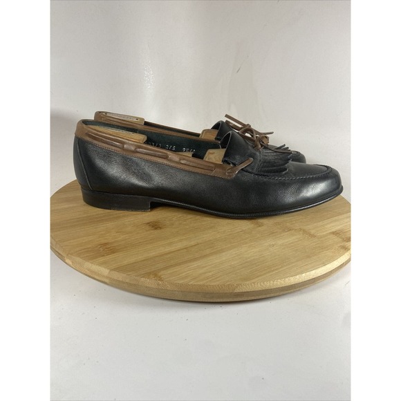 Salvatore Ferragamo Kiltie Loafer Black Fringe Tassel Leather Round Toe Sz 9.5 - Picture 3 of 10